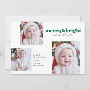 Merry and Bright Funny Babys Erste Weihnachtskarte Feiertagskarte