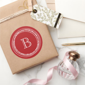 Merry and Bright Glitzern Monogram Styliday Runder Aufkleber