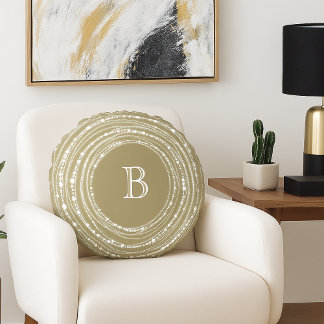 Merry and Bright Glitzern Monogram Styliday Rundes Kissen