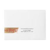 Merry and Bright Gold Foil and Red Christmas Rundum-Adressaufkleber (Vorderseite)