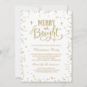 Merry and Bright Gold Glitzer Dots Weihnachts-Part Einladung (Vorderseite)