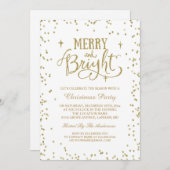 Merry and Bright Gold Glitzer Dots Weihnachts-Part Einladung (Vorne/Hinten)