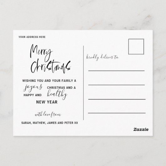 Merry and Bright Gold Script Foto Weihnachten Postkarte (Rückseite)