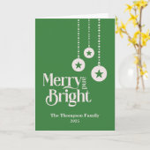 "Merry and Bright" Grüne Weihnachten Karte (Gelbe Blume)