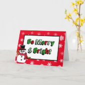 Merry and Bright Hand Drawn Snowman Karte (Gelbe Blume)