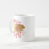 Merry and Bright Hand Letter Script Kaffeetasse (Vorderseite Links)