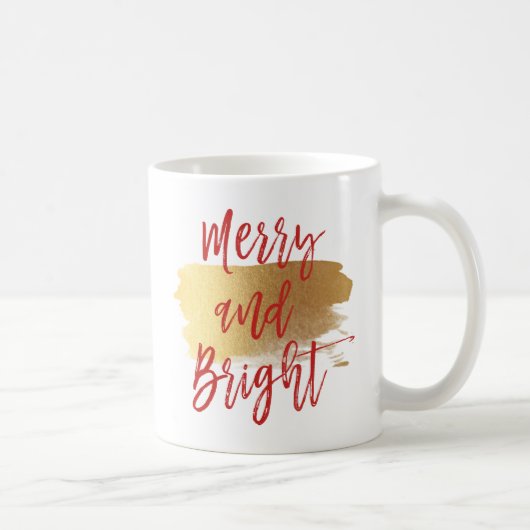Merry and Bright Hand Letter Script Kaffeetasse (Rechts)