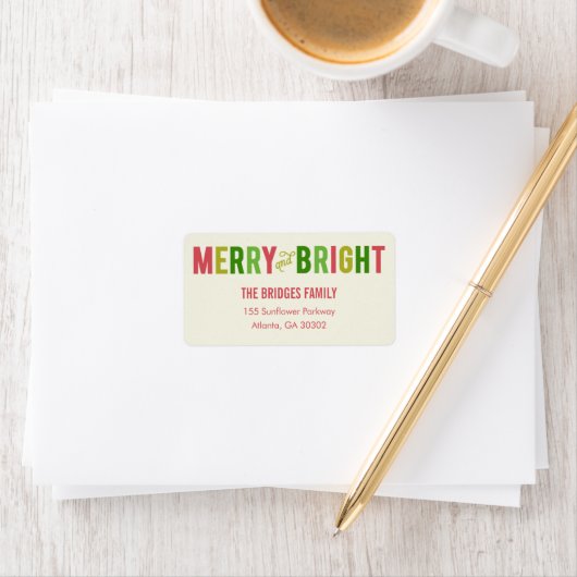 Merry and Bright Holiday Address Labels Adressaufkleber (Insitu)