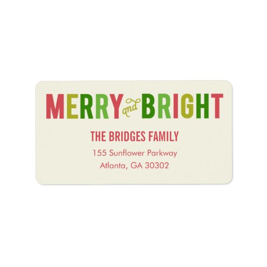 Merry and Bright Holiday Address Labels Adressaufkleber (Vorne)