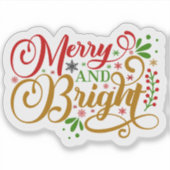 Merry and Bright Holiday Aufkleber (Vorderseite)