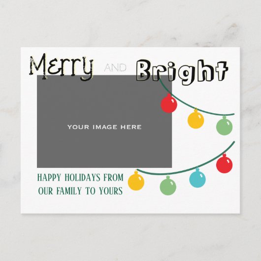 Merry and Bright Holiday Card Postkarte (Vorderseite)