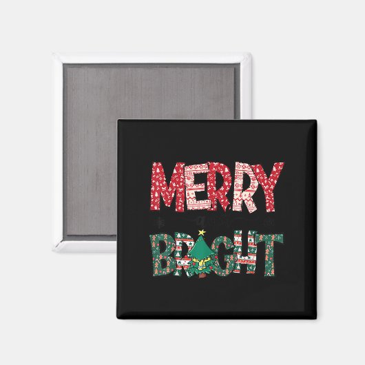 Merry And Bright Holiday Christmas Family Magnet (Vorderseite/Rückseite)
