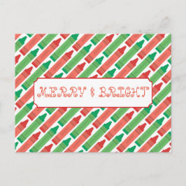 Merry and Bright Holiday Crayons Postcard Feiertagspostkarte