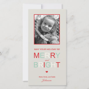 Merry and Bright Holiday Foto Card Feiertagskarte