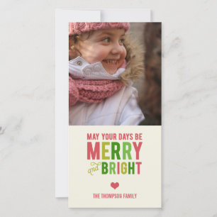 Merry and Bright Holiday Foto Card/Weihnachtskarte Feiertagskarte