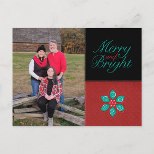 Merry and Bright Holiday Foto Postcard Feiertagspostkarte