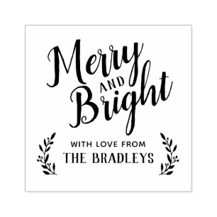 Merry and Bright Holiday Geschenketikett Gummistempel