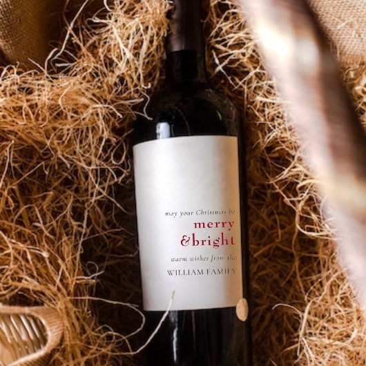 Merry and Bright Holiday Gift Tag Weinetikett