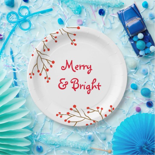 Merry and Bright Holiday Party Paper Plate Pappteller (Party)