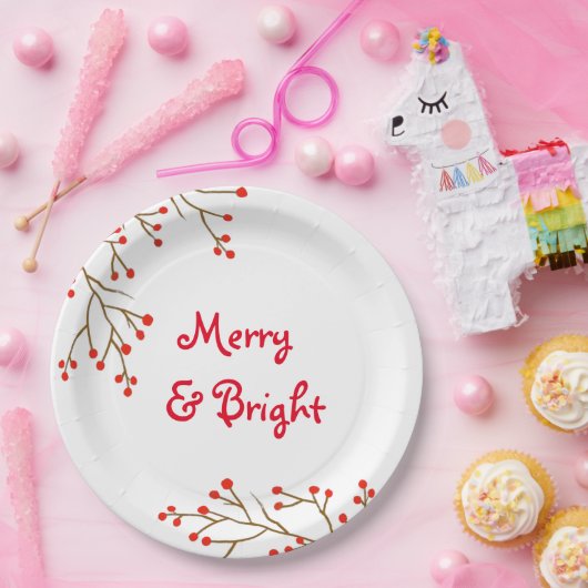 Merry and Bright Holiday Party Paper Plate Pappteller (Party)