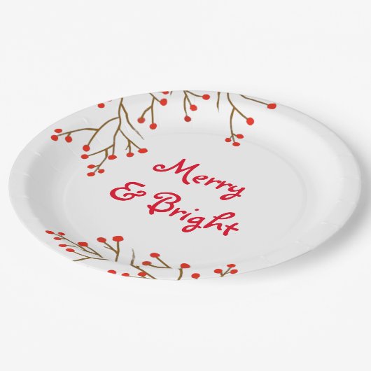 Merry and Bright Holiday Party Paper Plate Pappteller (Schrägansicht)
