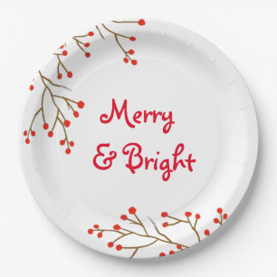 Merry and Bright Holiday Party Paper Plate Pappteller