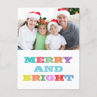 MERRY and BRIGHT Holiday Postcard Feiertagspostkarte