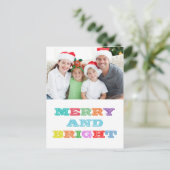 MERRY and BRIGHT Holiday Postcard Feiertagspostkarte (Stehend Vorderseite)