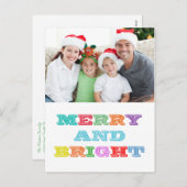 MERRY and BRIGHT Holiday Postcard Feiertagspostkarte (Vorne/Hinten)