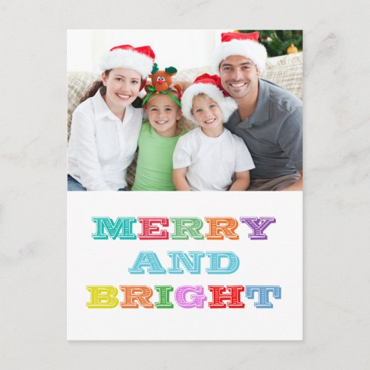 MERRY and BRIGHT Holiday Postcard Feiertagspostkarte (Vorderseite)
