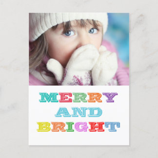 MERRY and BRIGHT Holiday Postcard Feiertagspostkarte
