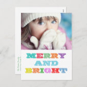 MERRY and BRIGHT Holiday Postcard Feiertagspostkarte (Vorne/Hinten)