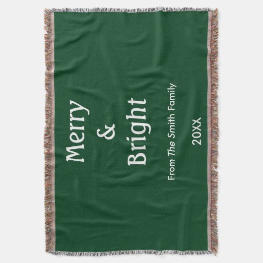 Merry And Bright Hunter Green Christmas Gift Decor Decke (Vorderseite Vertikal)