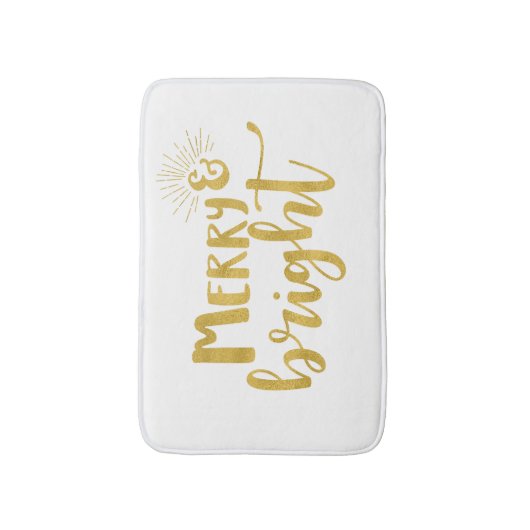 Merry and Bright Imitate Goldtypografie Badematte (Vorderseite Vertikal)