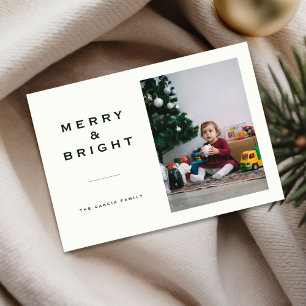 Merry and Bright Ivory & Green Baby Family Foto Feiertagskarte