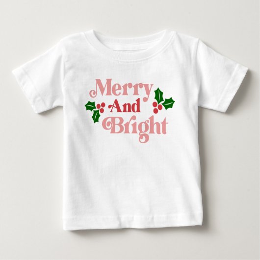Merry and Bright - Klassische Holiday Typografie Baby T-shirt (Vorderseite)