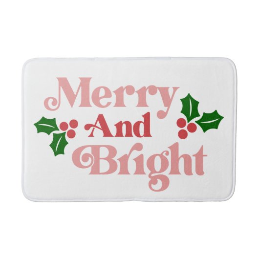 Merry and Bright - Klassische Holiday Typografie Badematte (Vorderseite)