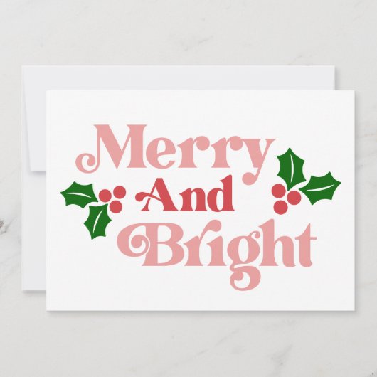 Merry and Bright - Klassische Holiday Typografie Karte (Vorderseite)