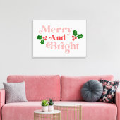 Merry and Bright - Klassische Holiday Typografie Leinwanddruck (Insitu (Wohnzimmer))