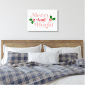 Merry and Bright - Klassische Holiday Typografie Leinwanddruck (Insitu (Schlafzimmer))