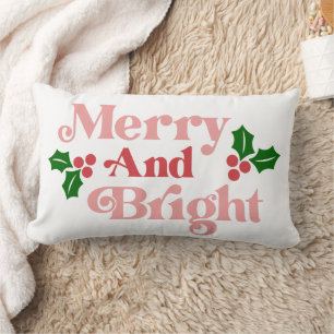 Merry and Bright - Klassische Holiday Typografie Lendenkissen
