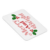 Merry and Bright - Klassische Holiday Typografie Magnet (Rechte Seite)