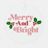 Merry and Bright - Klassische Holiday Typografie Ornament Aus Metall (Vorderseite)