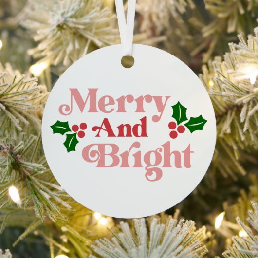 Merry and Bright - Klassische Holiday Typografie Ornament Aus Metall (InSitu)