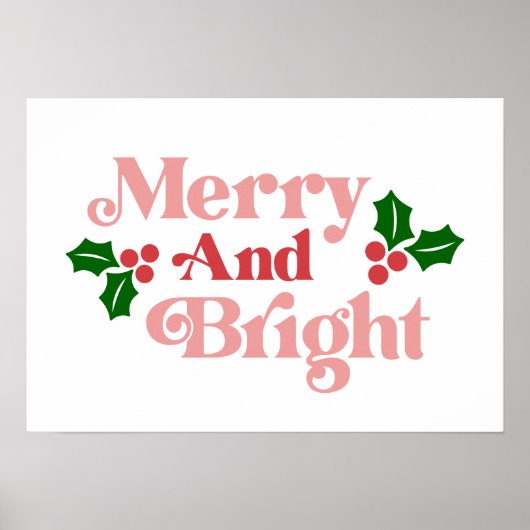 Merry and Bright - Klassische Holiday Typografie Poster (Vorne)