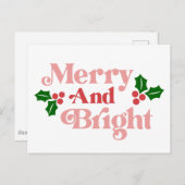 Merry and Bright - Klassische Holiday Typografie Postkarte (Vorne/Hinten)