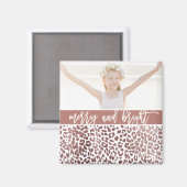 Merry and Bright Leopard Print Foto Holiday Magnet (Vorderseite/Rückseite)
