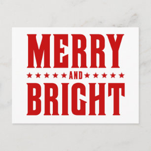 Merry and Bright Letterpress Style No. 507 Feiertagspostkarte