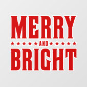 Merry and Bright Letterpress Style No 507 Fensteraufkleber (Blatt)