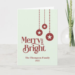 "Merry and Bright" Leuchtende grüne Weihnachten Karte